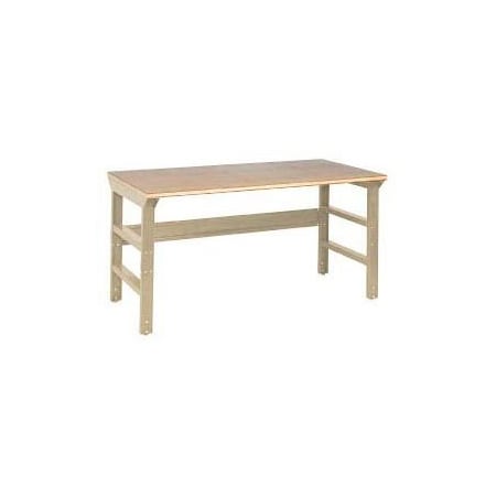 Global Equipment 60 x 30 Shop Top Safety Edge Top Workbench, Double Reinforced Adj Legs- Tan 225230TN